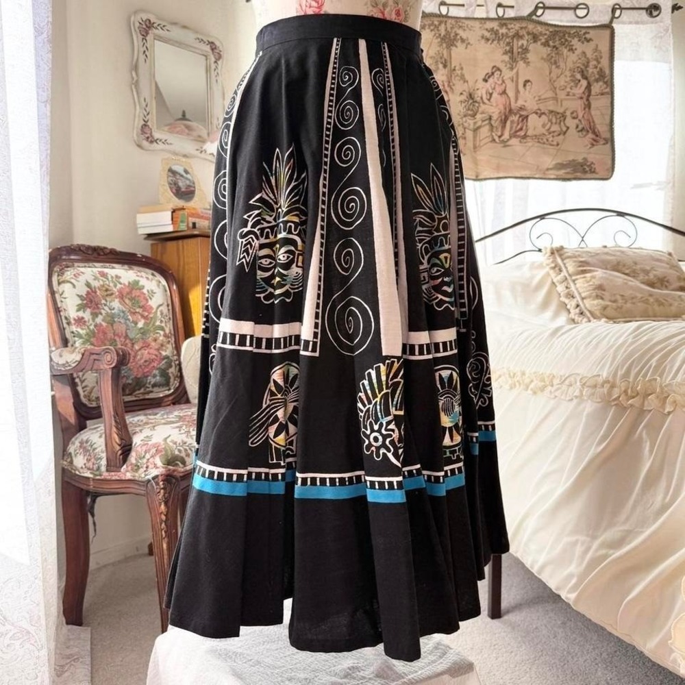 50s black maxi skirt maya de mexico deadstock vintage